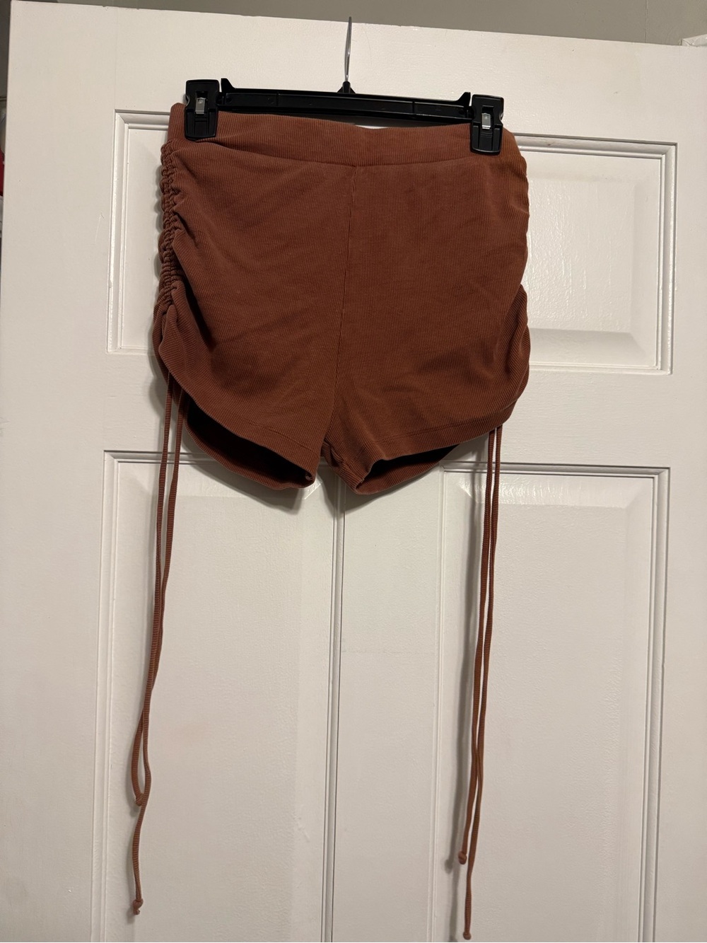 Zara Rust Brown Ruched Drawstring Bike Shorts. Size medium